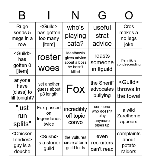 Recruiter Channel Bingo Card
