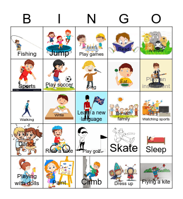 Free time activities Bingo Card