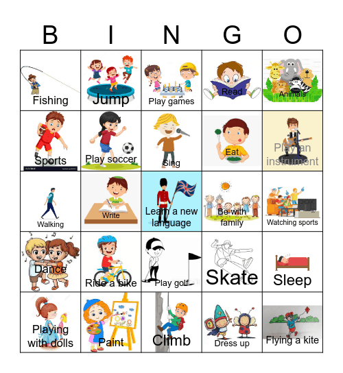 Free time activities Bingo Card