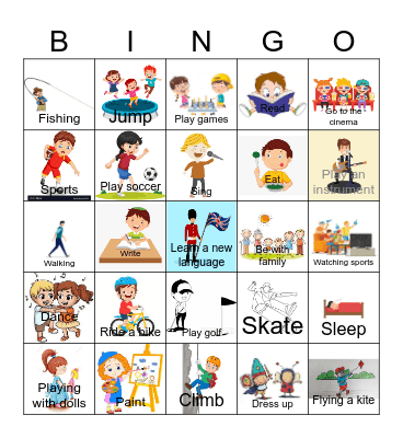 Free time activities Bingo Card