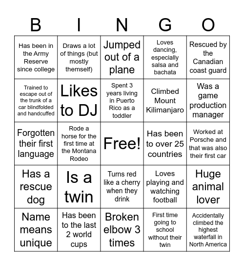 MMM Bingo Card