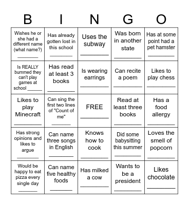 Icebreaker Bingo - Find Someone Who .... Bingo Card