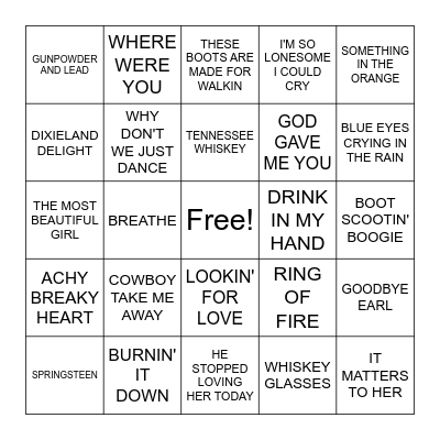 COUNTRY BINGO Card