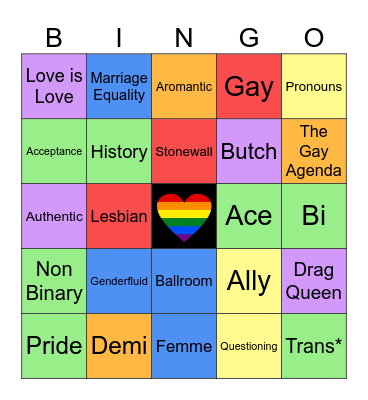 PRIDE Bingo Card