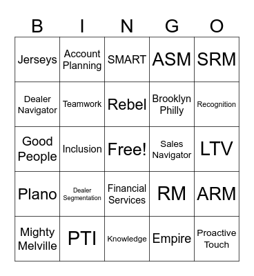 Melvill Bingo! Bingo Card