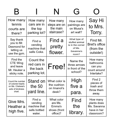Scavenger Hunt Bingo Card