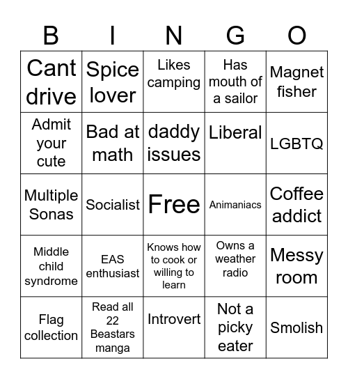 Are you Rogue’s type Bingo Card