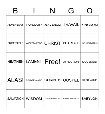 BIBLE BINGO Card