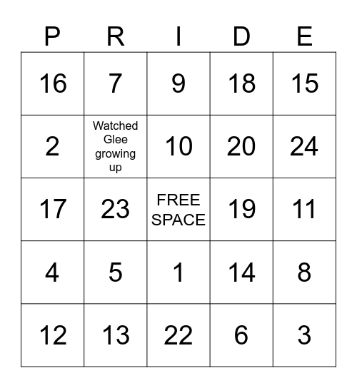 Society Pride Drag Bingo! Bingo Card