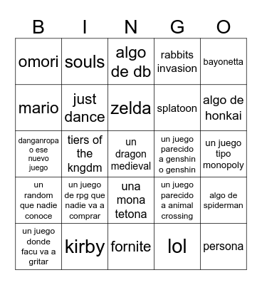 bingo gamer Bingo Card
