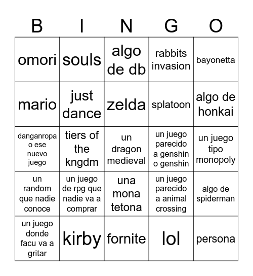 bingo gamer Bingo Card