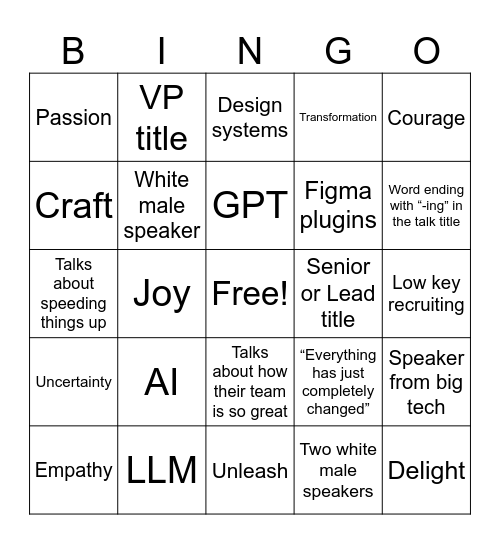 CONFIG 2023 Bingo Card