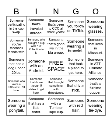 CCC Icebreaker BINGO Card