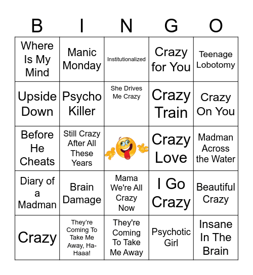 CRAZY ROUND Bingo Card