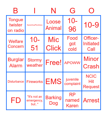 Dispatch 4th of July Bingo Card