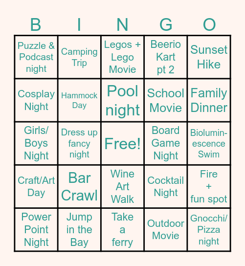 Summer Bingo Card