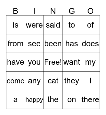 BINGO: Card 1 Bingo Card
