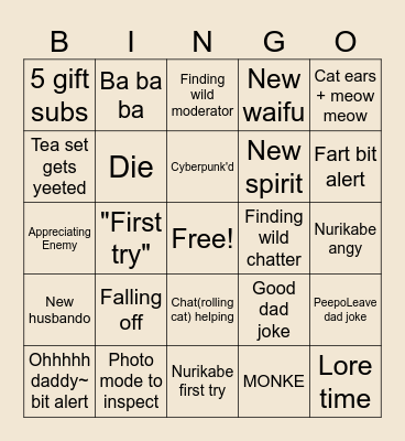 Nioh 2 Bingo Card