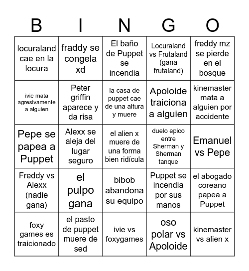 Predicciones HungerGames Bingo Card