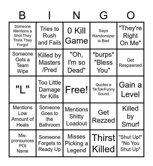 Drunk Bingo (Everyone Edition) Bingo Card