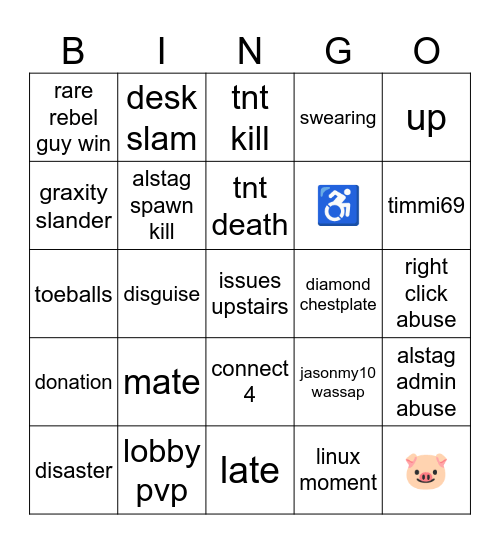 rebel guy bingo Card