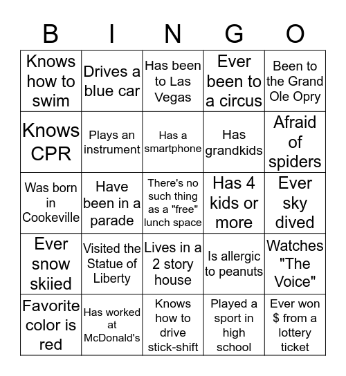 Diversity Bingo: Find Someone Who.... Bingo Card