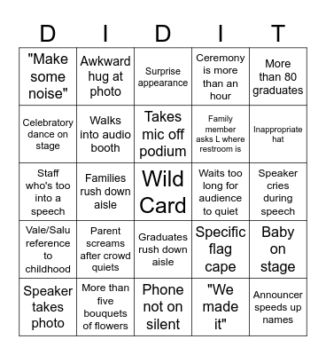 Graduation Bingo Card