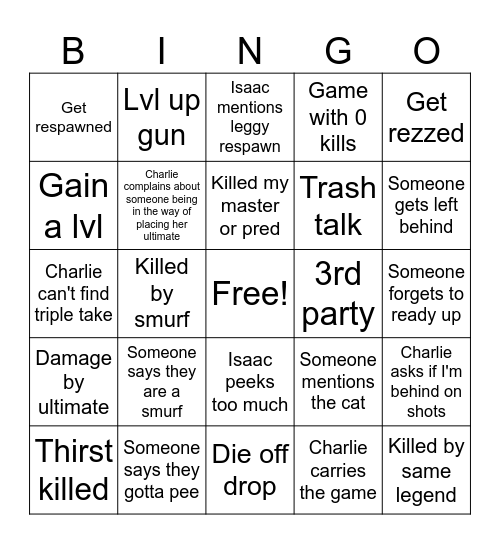 Potatoe Bingo Card