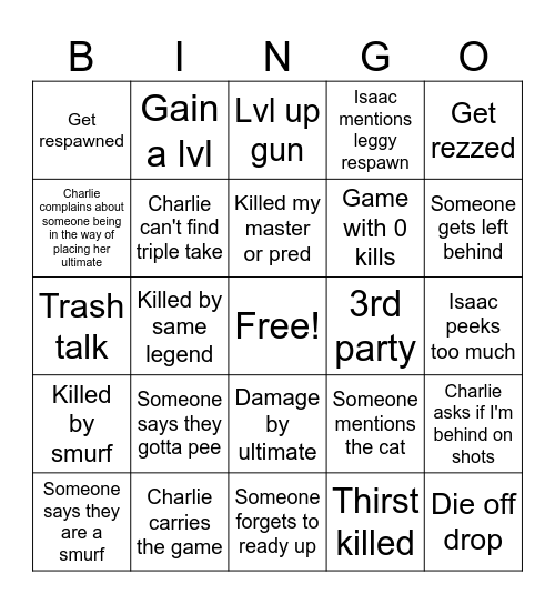 Potatoe Bingo Card