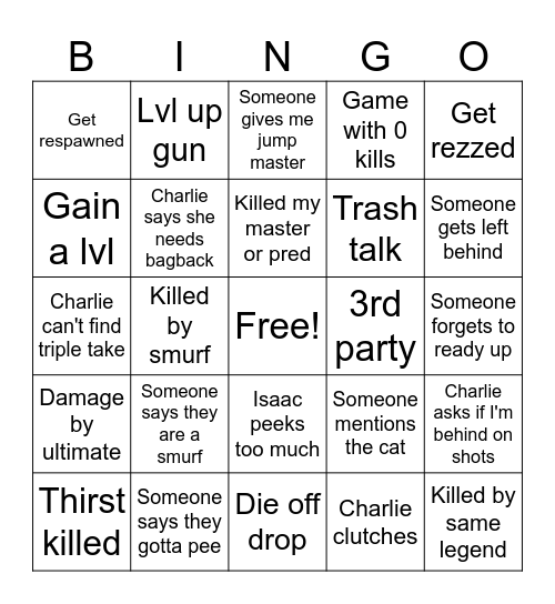 Potatoe Bingo Card