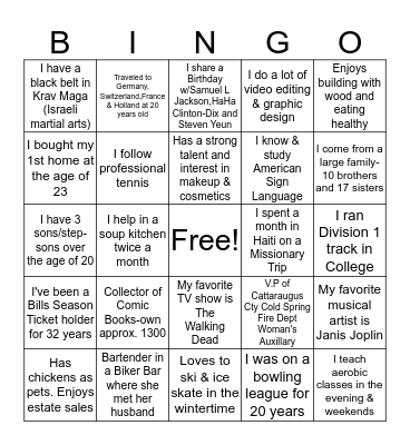 Introduction Bingo Card