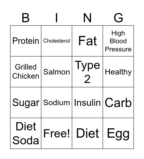DIABETES CHE Bingo Card