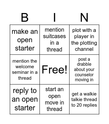 move in edition Bingo Card