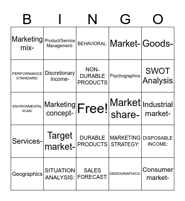 MARKETING Bingo Card