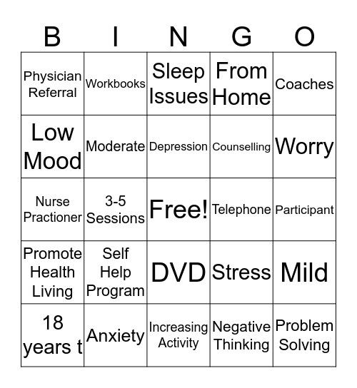 Bounce Back Bingo Card