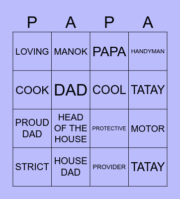 DAD'S DAY! Bingo Card