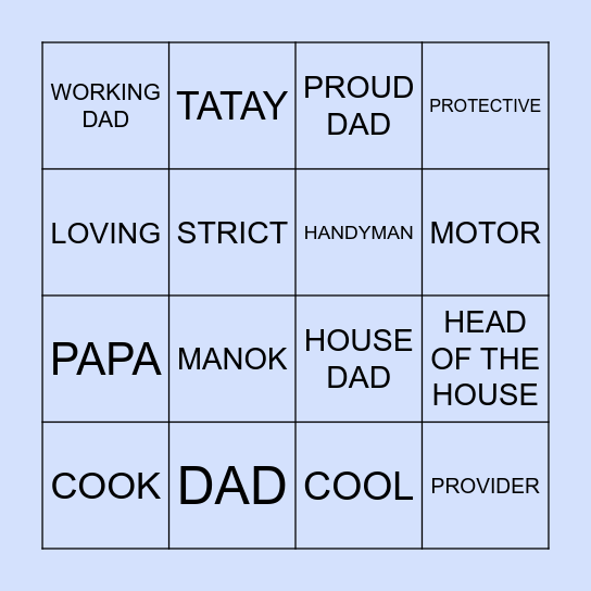 DAD'S DAY! Bingo Card