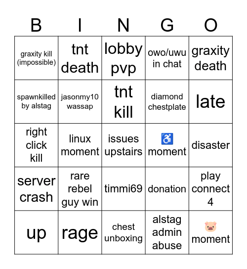 rebel guy bingo Card