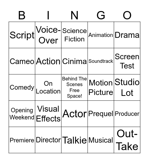 Behind The Scenes Bingo Card