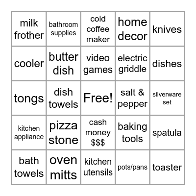 Gift Bingo Card