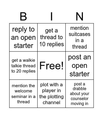 move in day edition ! Bingo Card