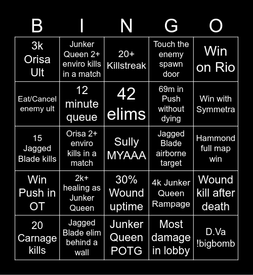 Overwatch 2 Bingo Card