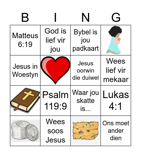 Skattejag deur die Bybel Bingo Card