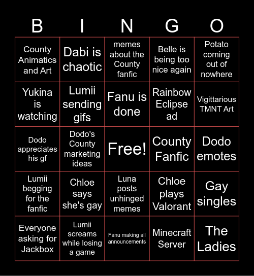 Grafschaft Server Bingo Card