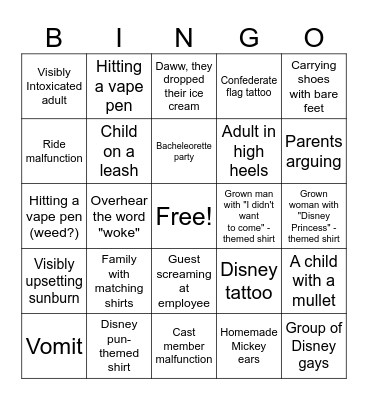 DISNEY TIME Bingo Card