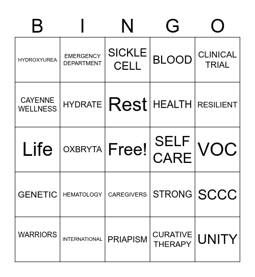 World Sickle Cell Day Bingo Card