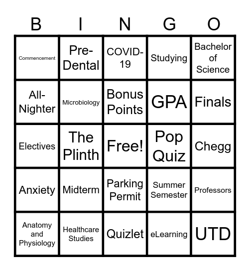 Fatima's Graduation Bingo Card