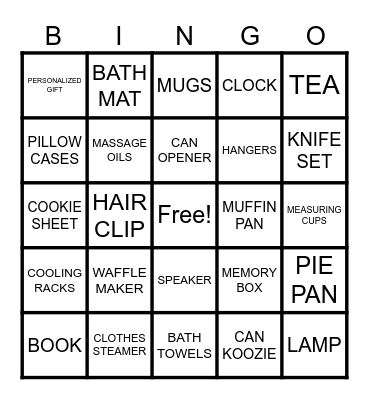 Claire's Bridal Bingo Card