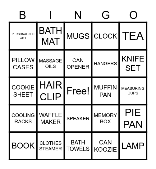 Claire's Bridal Bingo Card
