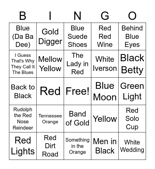 Music Bingo: That's Colorful Bingo Card